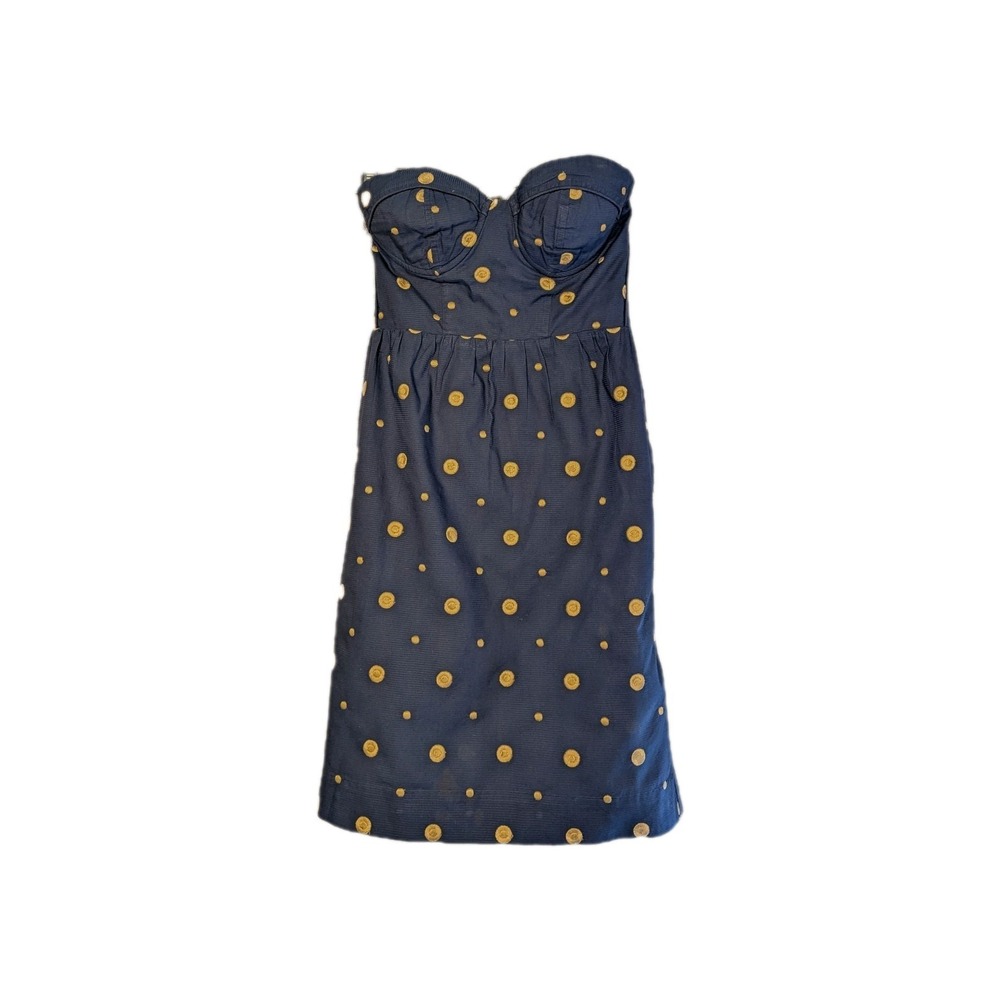 Y2K Floreat/Anthropologie Women 4 Strapless Bustier‎ Dress Pocket Embroider